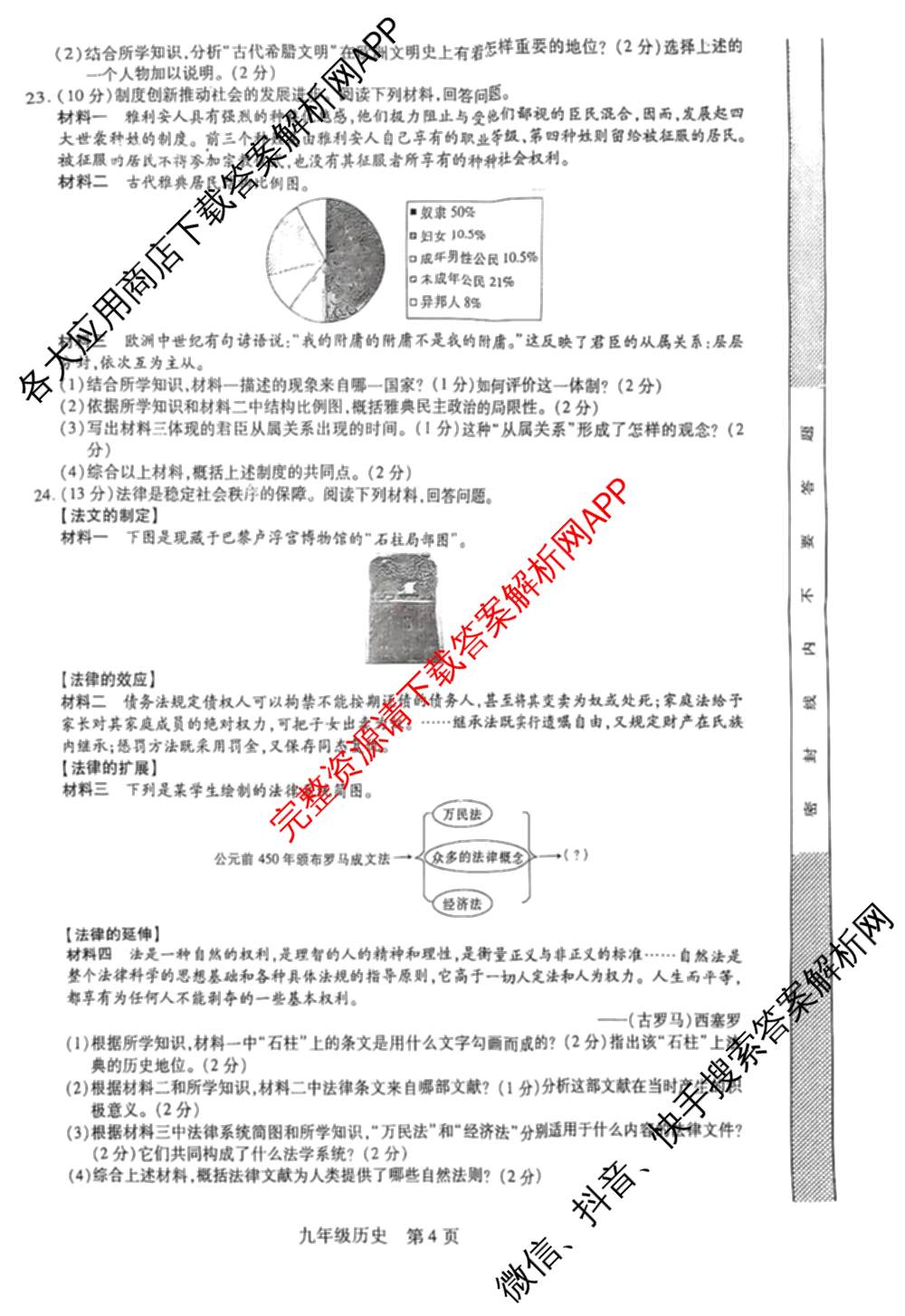 江西省2025-2026学年度九年级阶段性练(一)试卷及答案汇总: 含历史、化学、道德与法治试卷解析历史试题