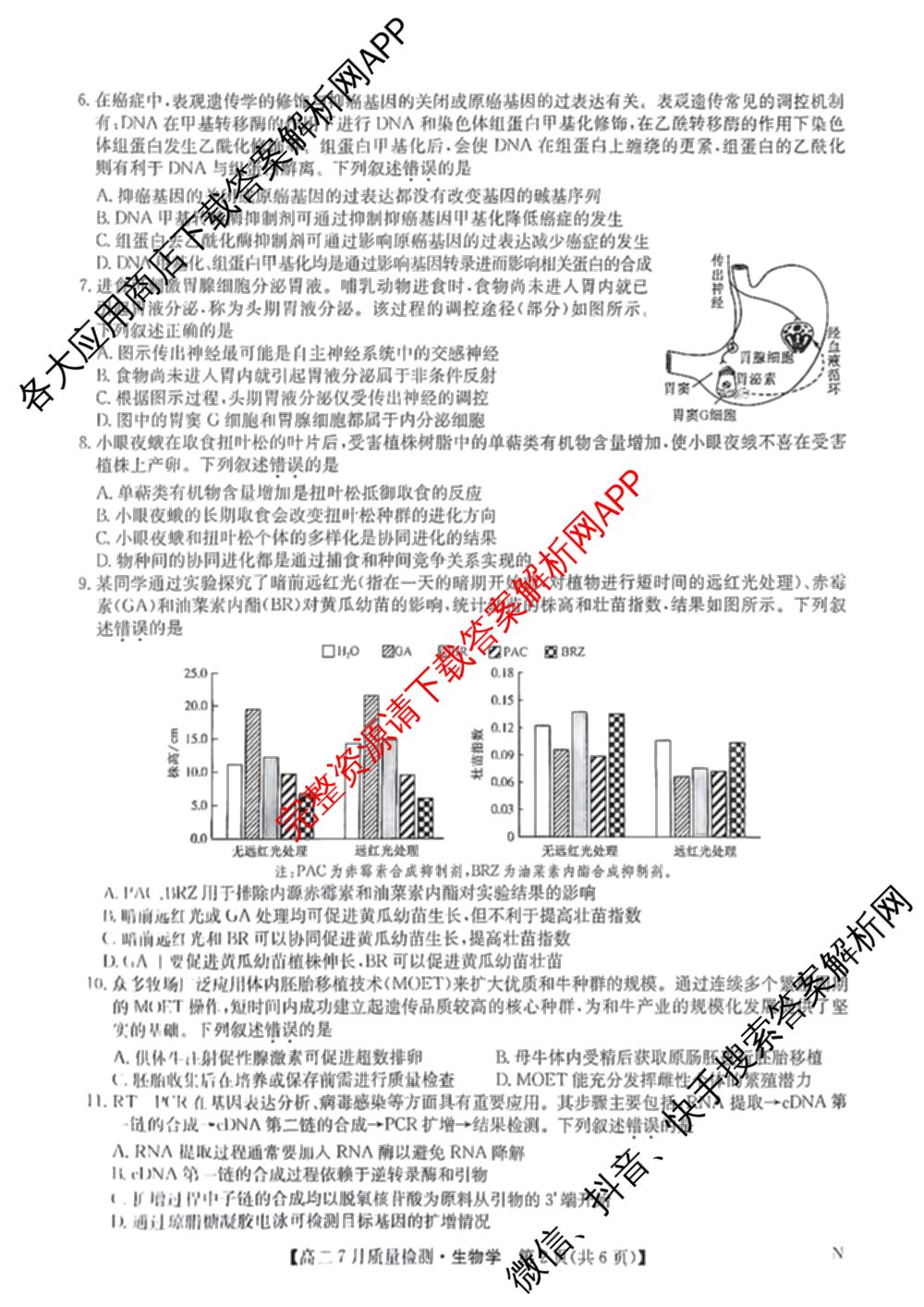 九师联盟江西省2024-2025学年高二7月质量检测（含英语 语文 历史(K)等）生物试题