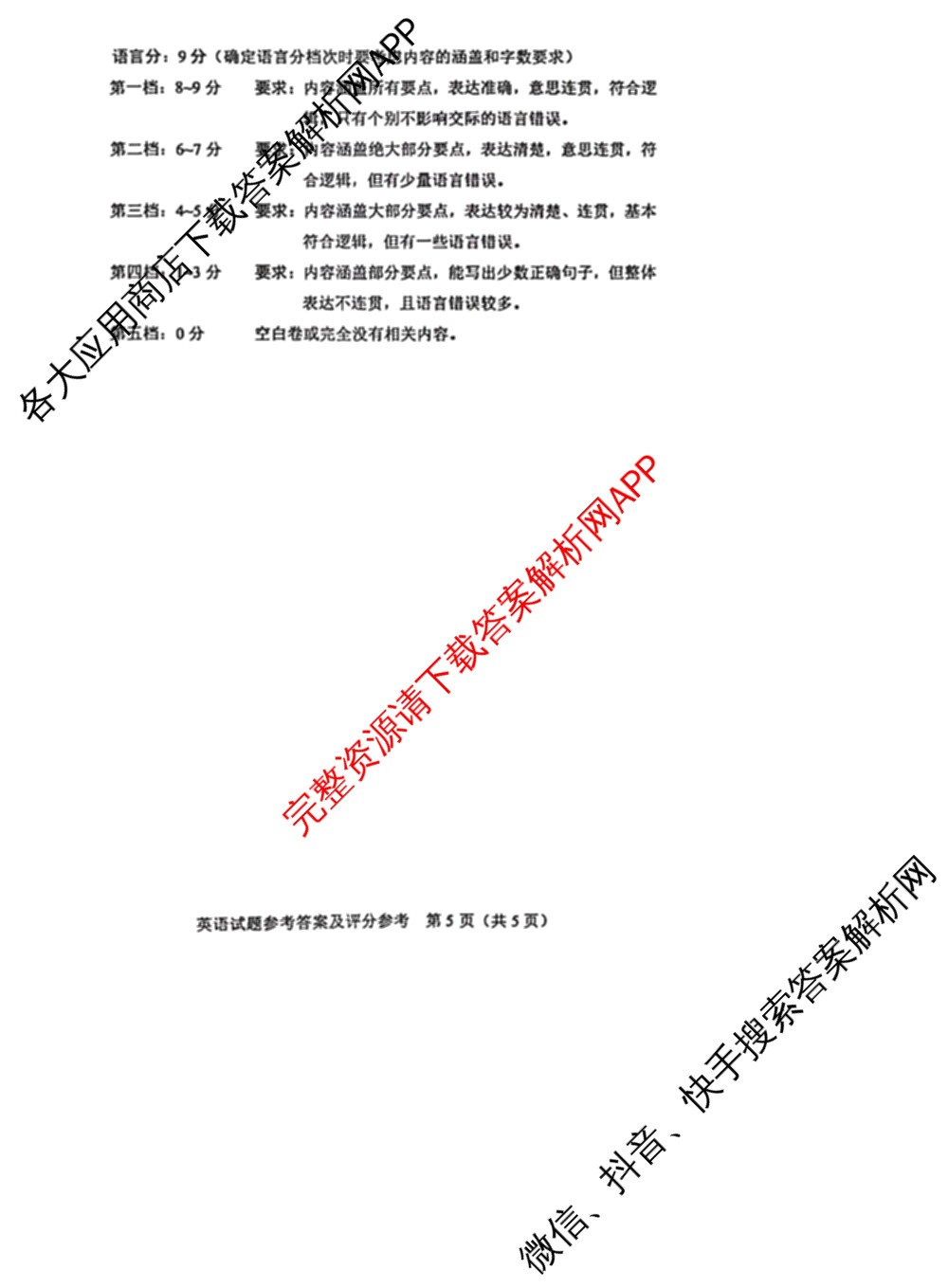2025年广东省初中学业水平考试试卷及答案汇总（含语文、历史、物理等9份）英语答案