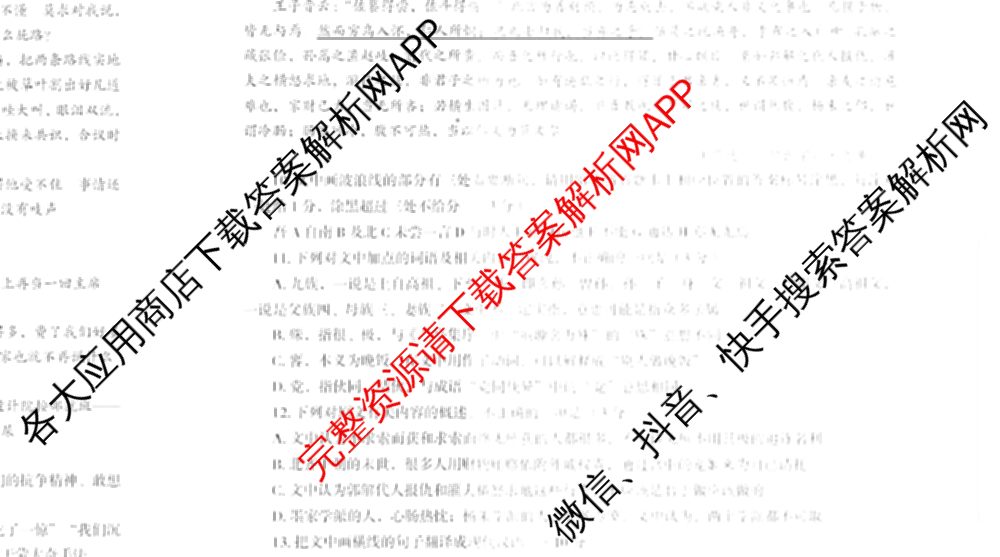 高考研究831 重点课题项目陕西省联盟学校2024年联考各科答案及试卷（含文数 理数 英语等）语文试题