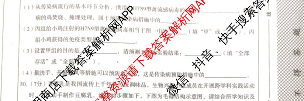 河北省2025-2026学年第一学期阶段性学业检测二八年级各科答案及试卷（含历史(部编版) 英语(人教版) 物理等）生物试题