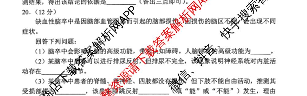 唐山市2024-2025学年度高三年级摸底演练(9月)各科答案及试卷（9科全）生物试题