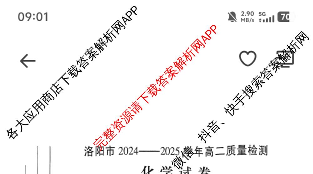 河南省洛阳市2024-2025学年第二学期高二质量检测(2025.6)(已更新语文 数学 物理等9份)化学试题