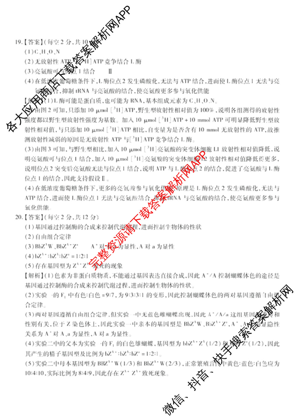 重庆市高2026届高三第三次质量检测(2025.11)各科答案及试卷（含物理 生物 英语等）生物答案