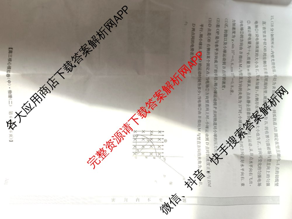 九师联盟2024~2025学年高三核心模拟卷(中)(二)2各科答案及试卷: 含政治(JX) 生物(D1) 生物(HB)试卷解析物理试题