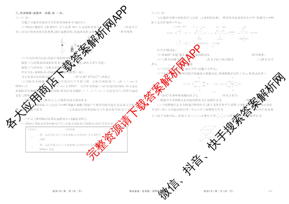 衡水金卷先享题调研卷2026年普通高等学校招生全国统一考试模拟试题(五)5各科答案及试卷（91科全）化学试题