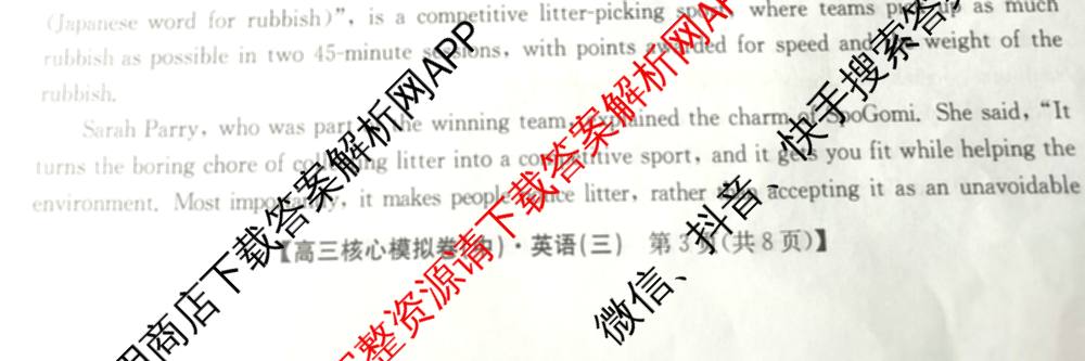 九师联盟2025~2026学年高三核心模拟卷(中)(三)3试卷及答案汇总: 含历史(B)、历史(D2)、物理(A1)试卷解析英语试题