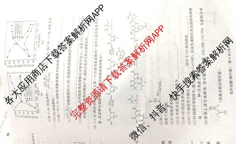炎德英才大联考湖南师大附中2026届高三月考试卷(四)各科答案及试卷: 含物理、英语、语文试卷解析化学试题