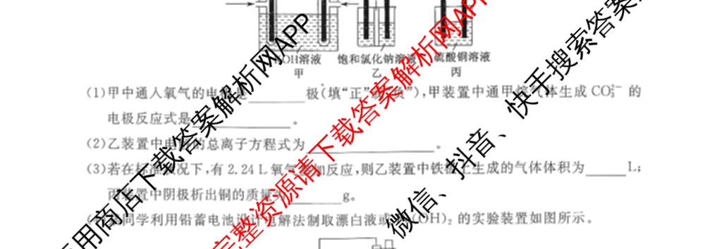 陕西省2025~2026第一学期12月质量检测高二(6192B)（9科全）化学试题