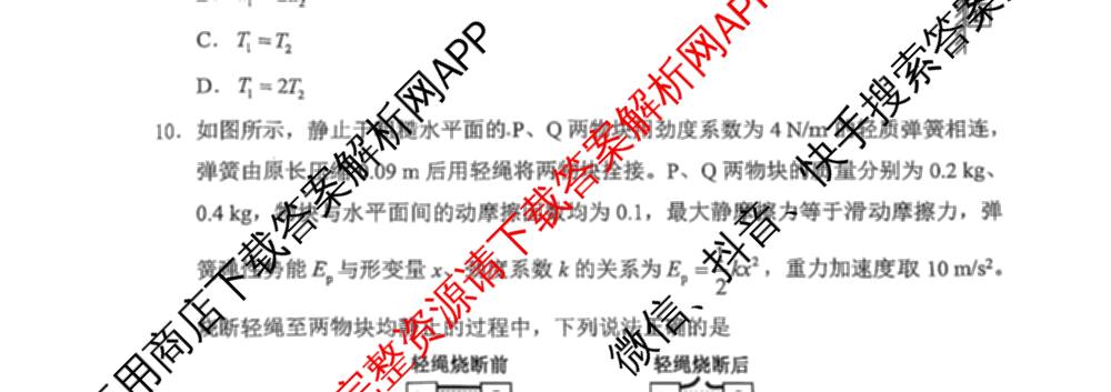 2025-2026学年四川省高三年级第一次联合诊断性考试(11月)各科答案及试卷（含政治、物理、生物等）物理试题