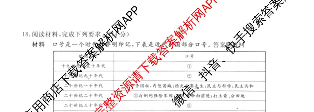 2026年普通高等学校招生统一考试模拟信息卷(四)4各科答案及试卷(已更新化学(XS6J)、地理(XS6J)、英语(XS6)等11份)历史试题