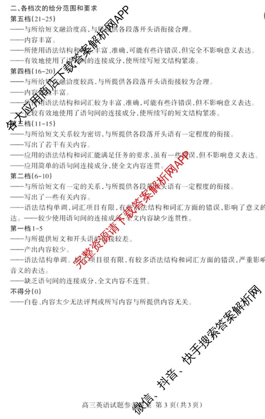 [泰安二模]2024年泰安市高三二轮检测(2024.04)（含地理 生物 语文等9份）英语答案