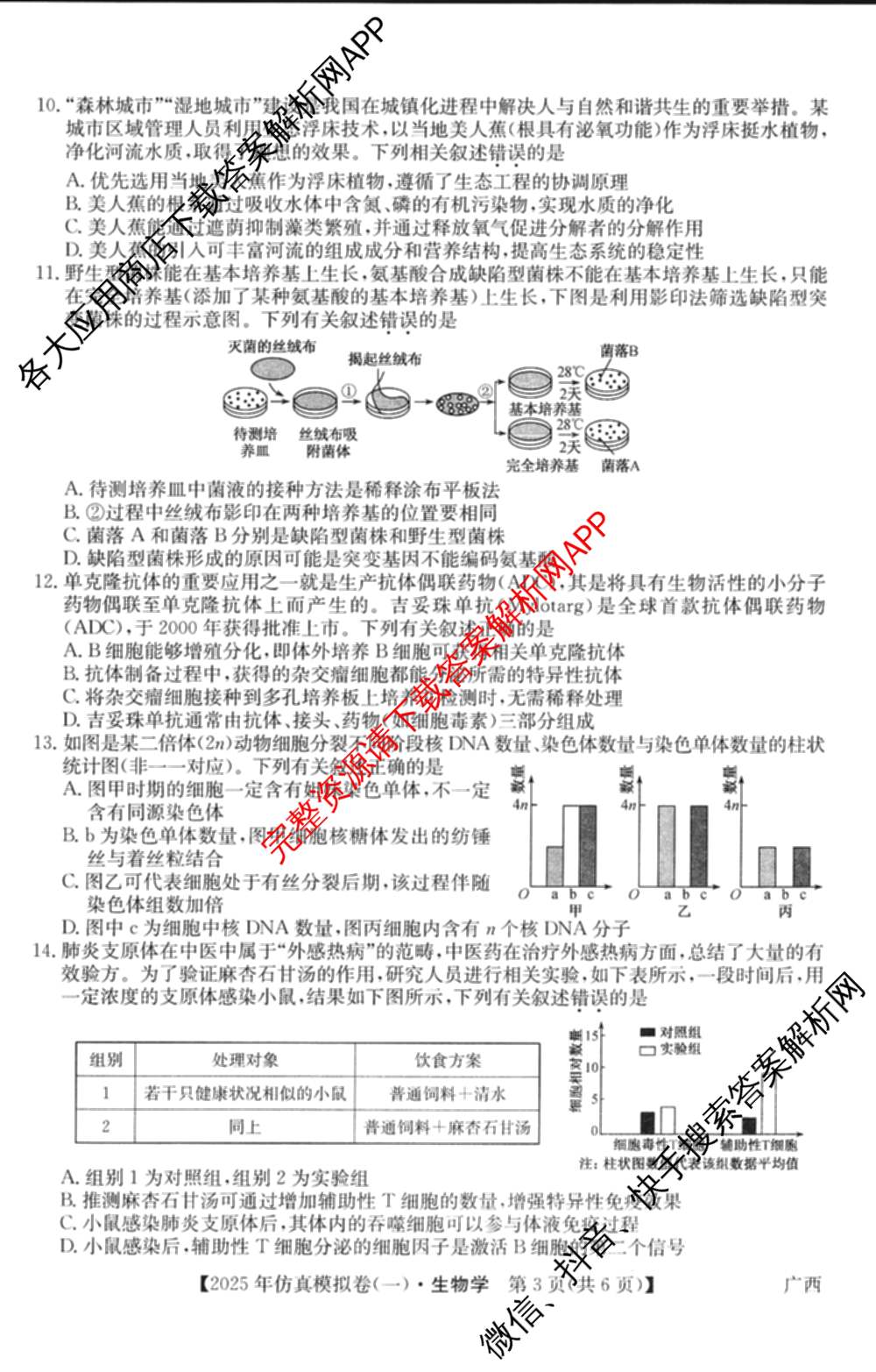 2025年全国高考仿真模拟卷(一)1（含生物(G2) 化学(G1) 历史(江西)等）生物试题