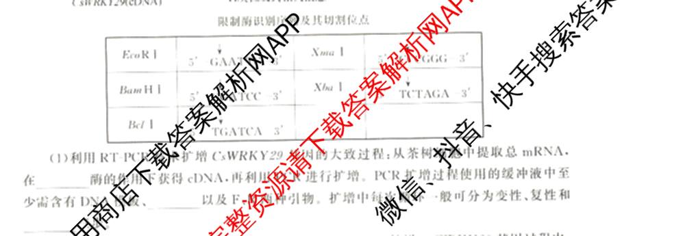 天舟高考衡中同卷2026年普通高等学校招生全国统一考试模拟信息卷(三)3（35科全）生物试题