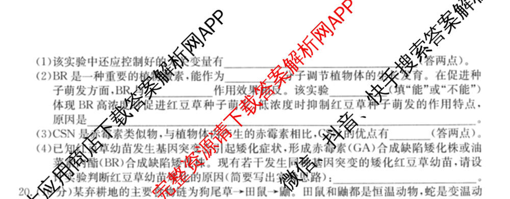 2026年普通高等学校招生全国统一考试猜题密卷(三)3各科答案及试卷（含历史(ZZ)、化学(C3)、数学等10份）生物试题
