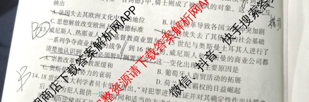 百师联盟2026届高三仿真模拟考试(五)各科答案及试卷（含物理(百E)、数学(百B)、地理(百N)等）历史试题