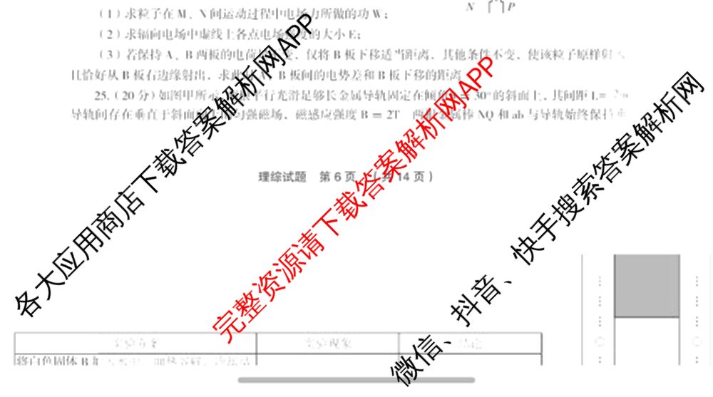 高考研究831 重点课题项目陕西省联盟学校2024年联考各科答案及试卷（含文数 理数 英语等）理综试题