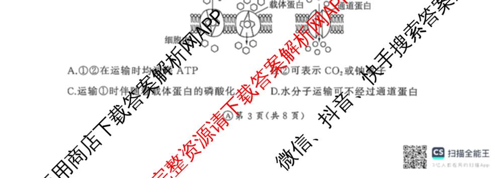 百师联盟2025-2026学年高一年级12月阶段检测试卷及答案汇总(已更新语文 政治 英语等11份)生物试题