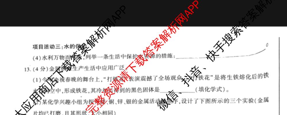 [SX联考]陕西省2025年初中学业水模拟考试(试卷类型A)各科答案及试卷（含历史 语文 物理等7份）化学试题