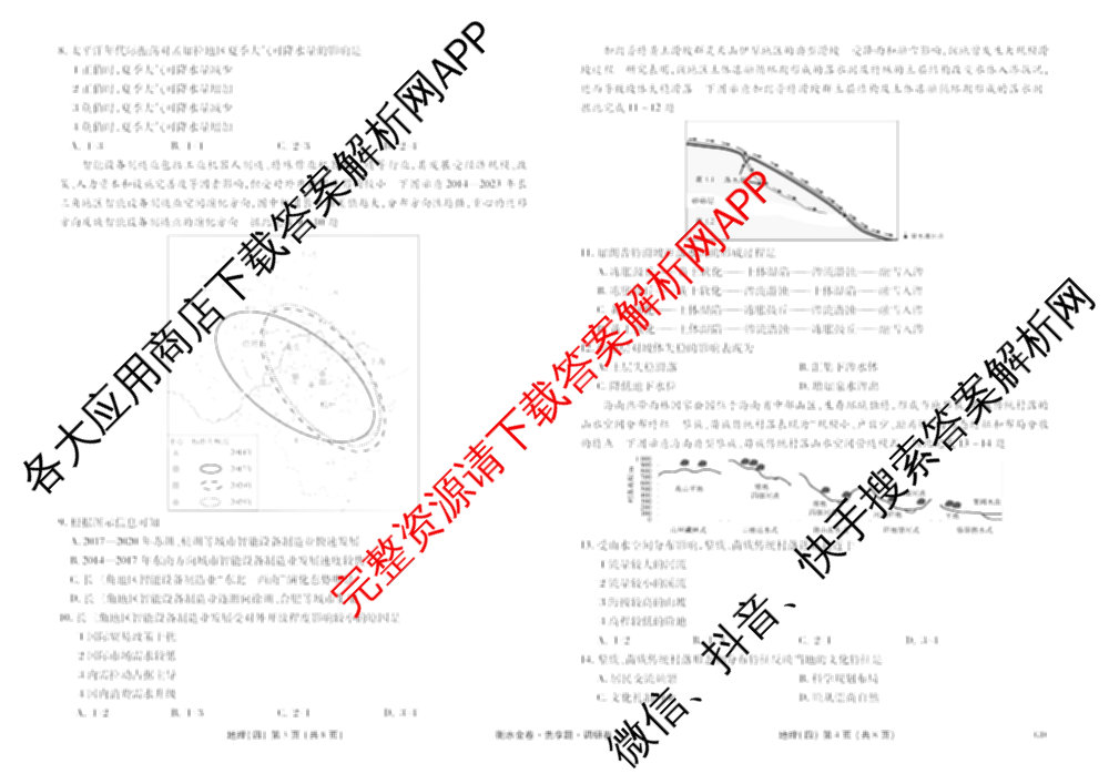 衡水金卷先享题调研卷2026年普通高等学校招生全国统一考试模拟试题(四)4(已更新生物(山东专版) 理综 历史(JS)等91份)地理试题