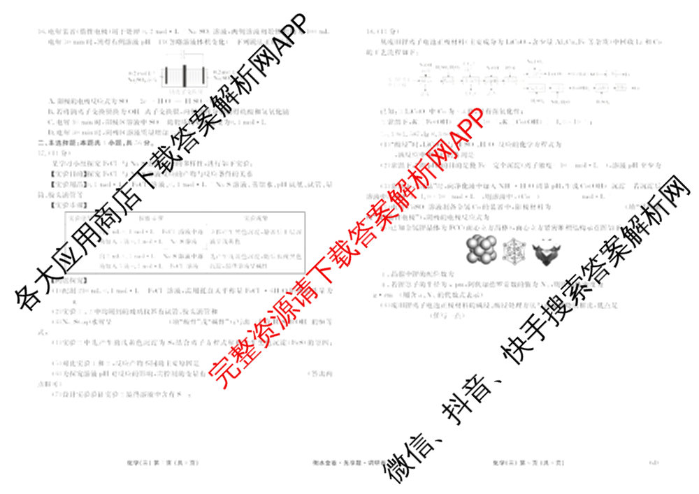 衡水金卷先享题调研卷2026年普通高等学校招生全国统一考试模拟试题(三)3各科答案及试卷(已更新化学(山东专版)、历史(HN)、文综(新教材)等91份)化学试题