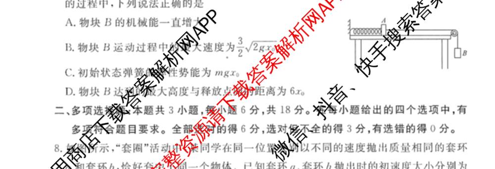 衡水金卷先享题调研卷2026年普通高等学校招生全国统一考试模拟试题(四)4(已更新生物(山东专版) 理综 历史(JS)等91份)物理试题