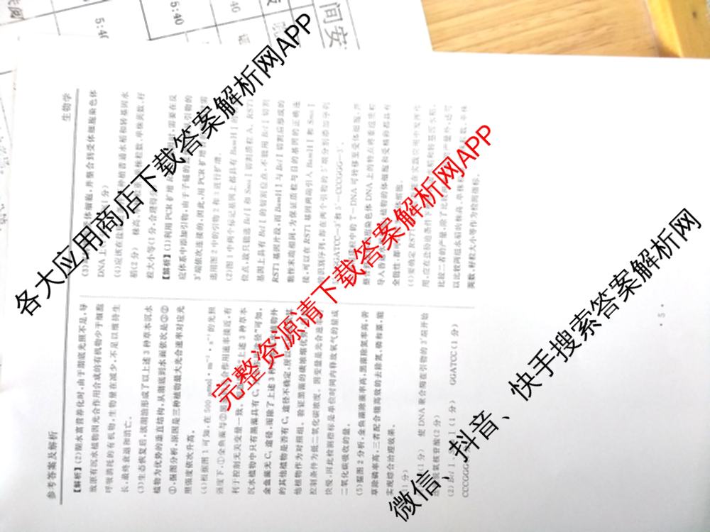 菏泽市2024-2025学年度高三第一学期期末考试（含历史 数学 语文等）生物答案
