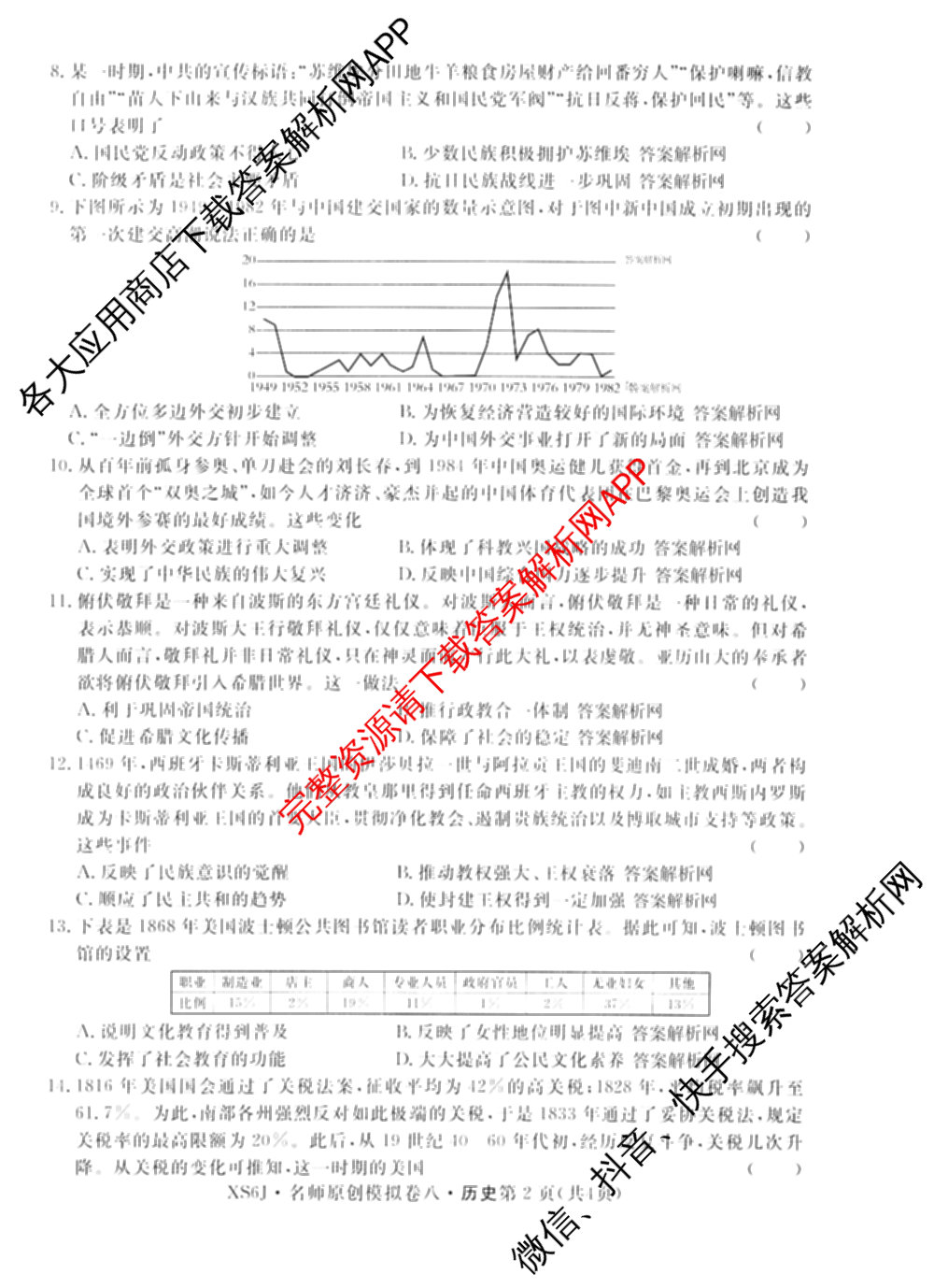 2026届高三总复名师原创模拟(八)8各科答案及试卷(已更新生物(XS6)、历史(XS6J)、历史(新S6J)等39份)历史试题