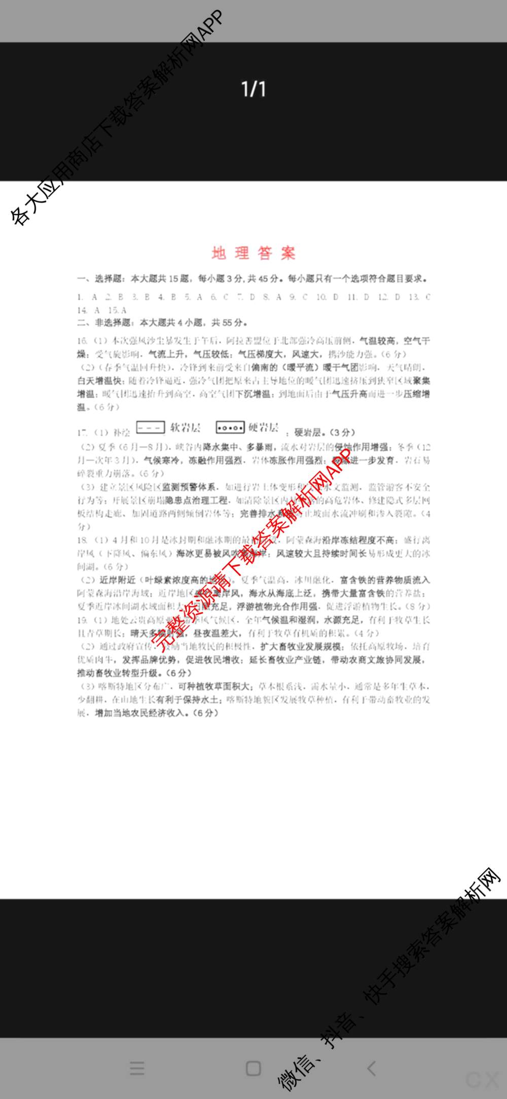 山东名校考试联盟2024年12月高三年级阶段性检测（含地理 物理 语文等）地理答案