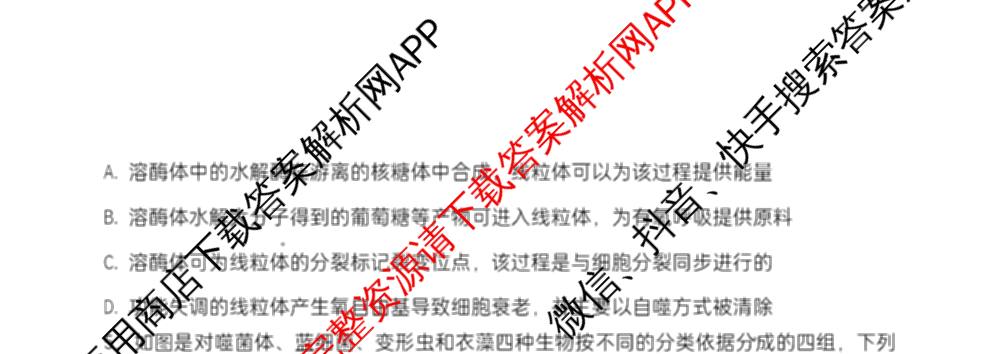 江苏省盐城市2025~2026学年度第一学期联盟校第一次联考高三年级各科答案及试卷（含化学 地理 物理等）生物试题