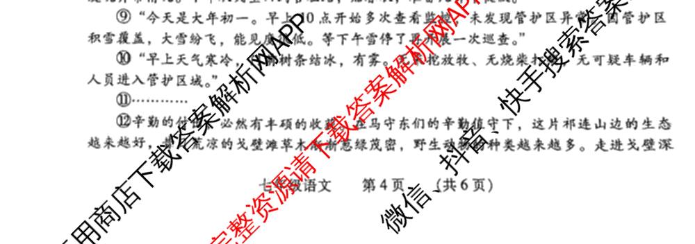 河南省濮阳市经开区2024-2025学年第二学期七年级期末教学质量监测试卷（含数学、英语、地理等）语文试题