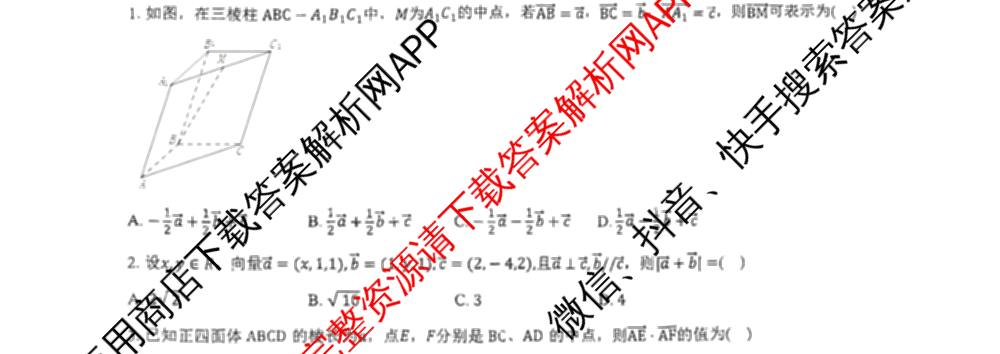 安徽省2024级高二上学期第一次学科素养绿色评价试卷及答案汇总（含历史 生物 数学等）数学试题