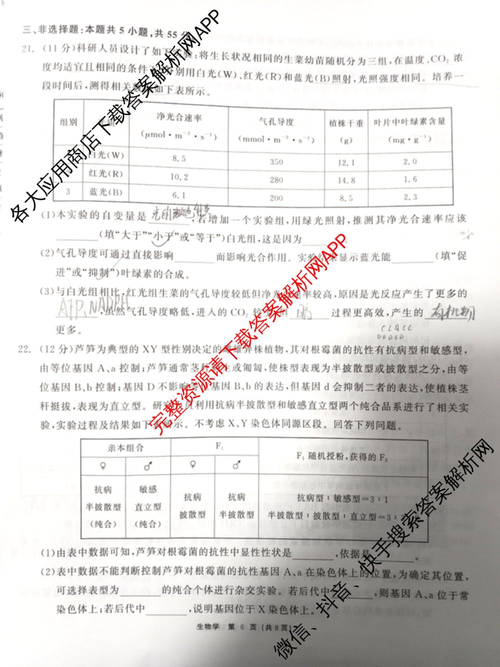 山东省2026届高三12月大联考试卷及答案汇总（9科全）生物试题