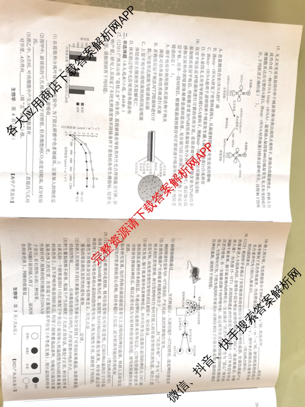 广西名校高考模拟试卷第一次调研考试[2025广西名校卷-3]试卷及答案汇总（含生物、政治、物理等）生物试题