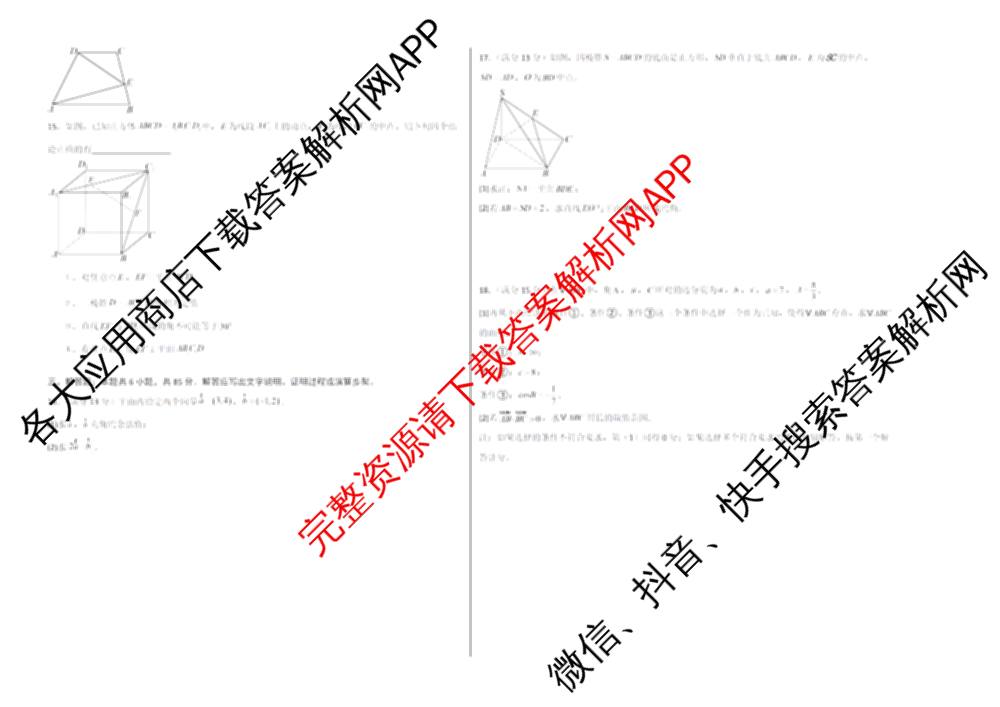 北京2025年秋季高二开学摸底考试模拟卷各科答案及试卷: 含地理 数学 物理试卷解析数学试题
