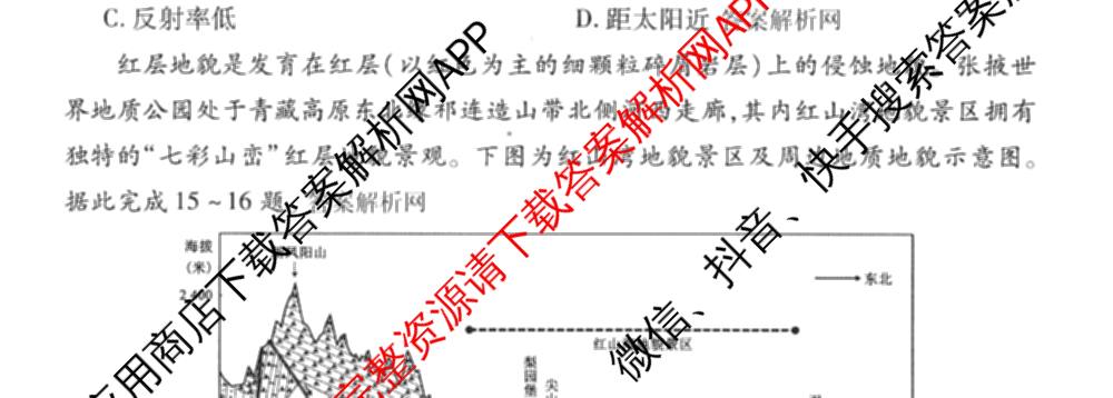 衡水金卷先享题夯基卷 2026年普通高等学校招生全国统一考试模拟 (二)2: 含地理(HJ) 政治(MH) 生物(S)试卷解析地理试题