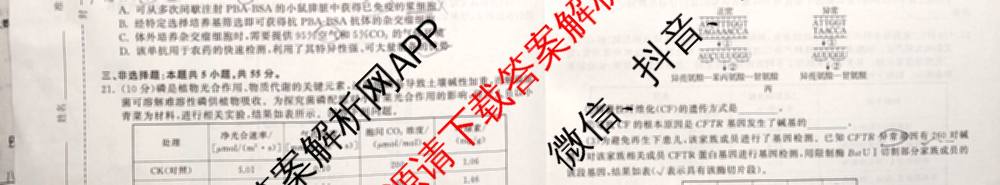 天舟高考衡中同卷2026年普通高等学校招生全国统一考试模拟信息卷(二)2试卷及答案汇总（含物理(山东版)、生物(WY)、语文(通用版)等34份）生物试题
