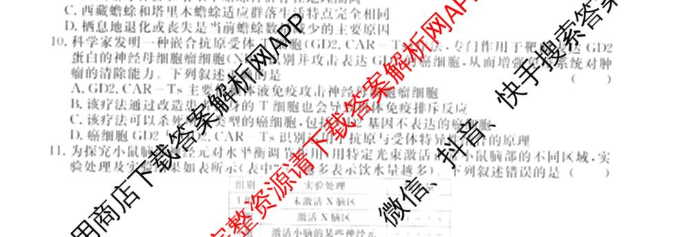 2026届高三总复习名师原创模拟(二)2各科答案及试卷(已更新历史(XS6J)、化学(XS6JG)、物理(XS6J)等39份)生物试题