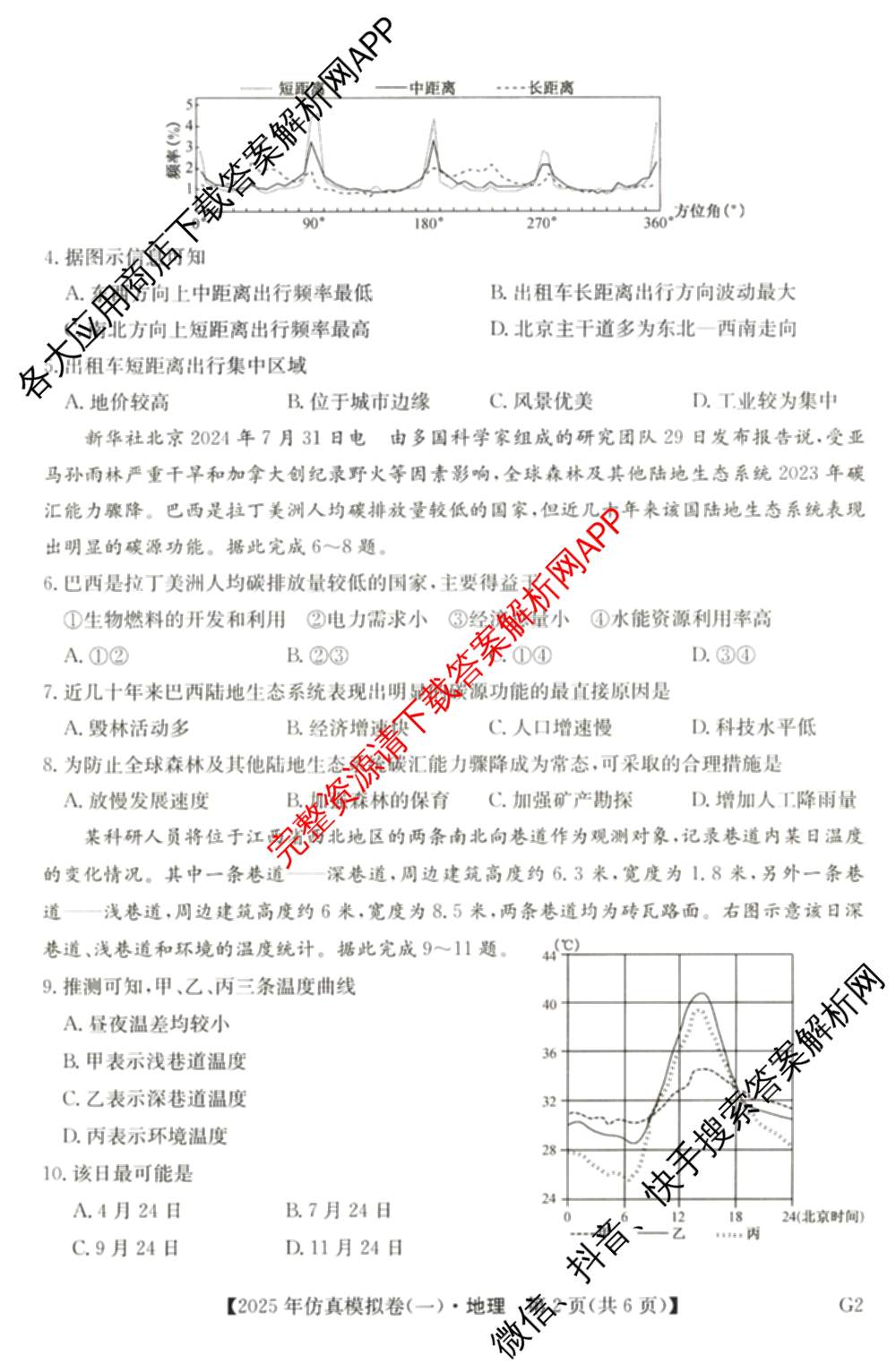 2025年全国高考仿真模拟卷(一)1（含生物(G2) 化学(G1) 历史(江西)等）地理试题