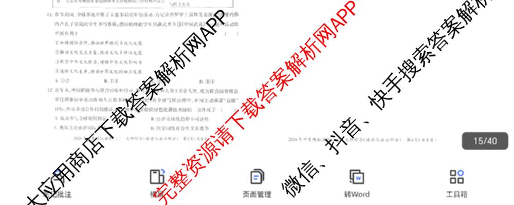 晋文源2026年中考模拟演练(三)3各科答案及试卷（含化学 物理 道德与法治等）道德与法治试题