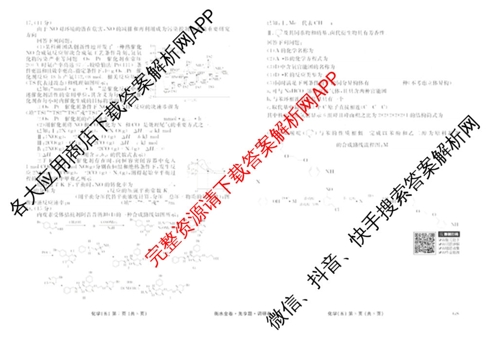衡水金卷先享题调研卷2026年普通高等学校招生全国统一考试模拟试题(五)5各科答案及试卷（91科全）化学试题
