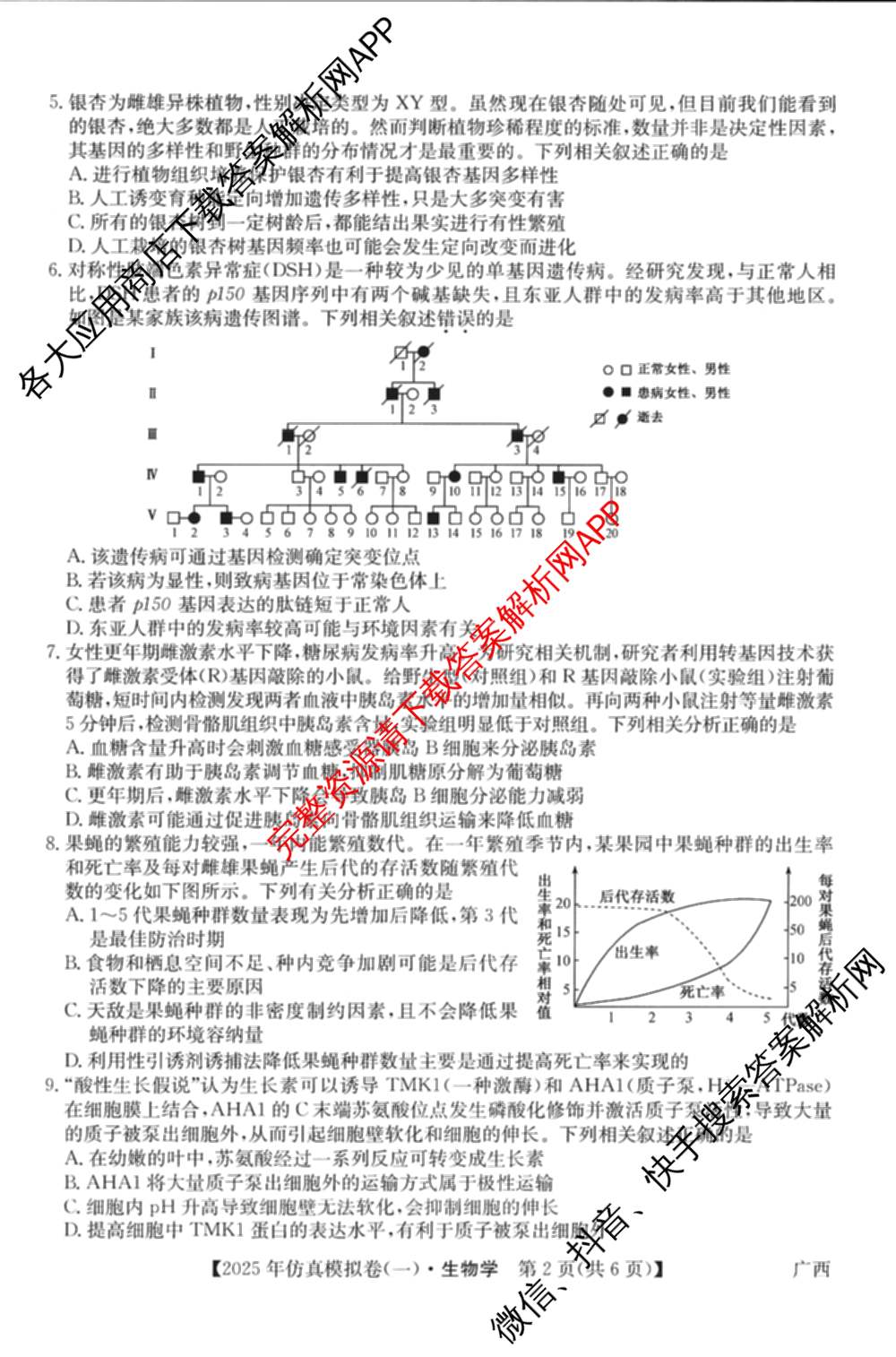 2025年全国高考仿真模拟卷(一)1（含生物(G2) 化学(G1) 历史(江西)等）生物试题