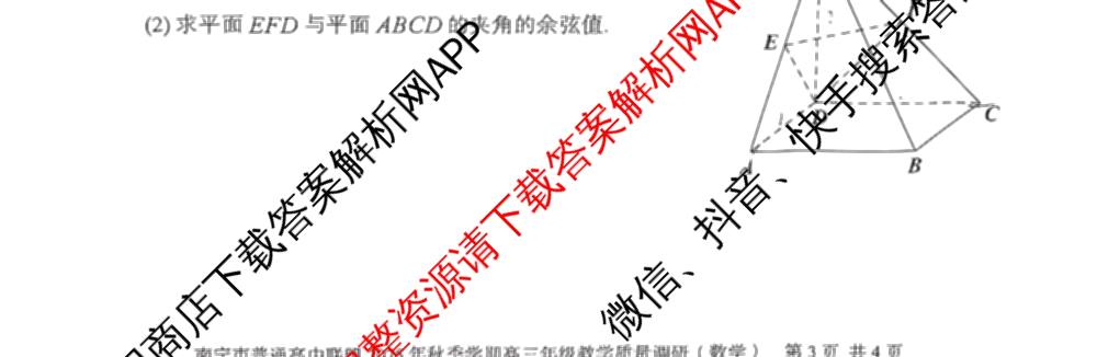 广西南宁市普通高中联盟2025年秋季学期高三年级教学质量调研各科答案及试卷（含政治、物理、化学等）数学试题