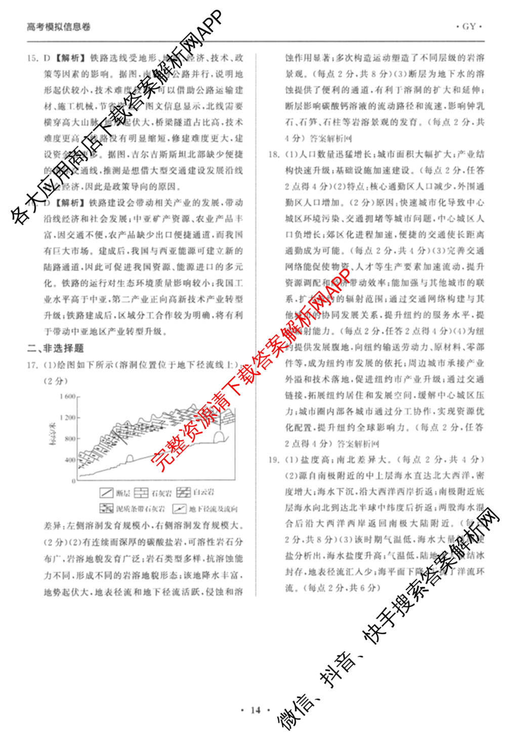 天舟高考衡中同卷2026年普通高等学校招生全国统一考试模拟信息卷(六)6（含化学(山东版)、政治(DB)、物理(山东版)等35份）地理答案