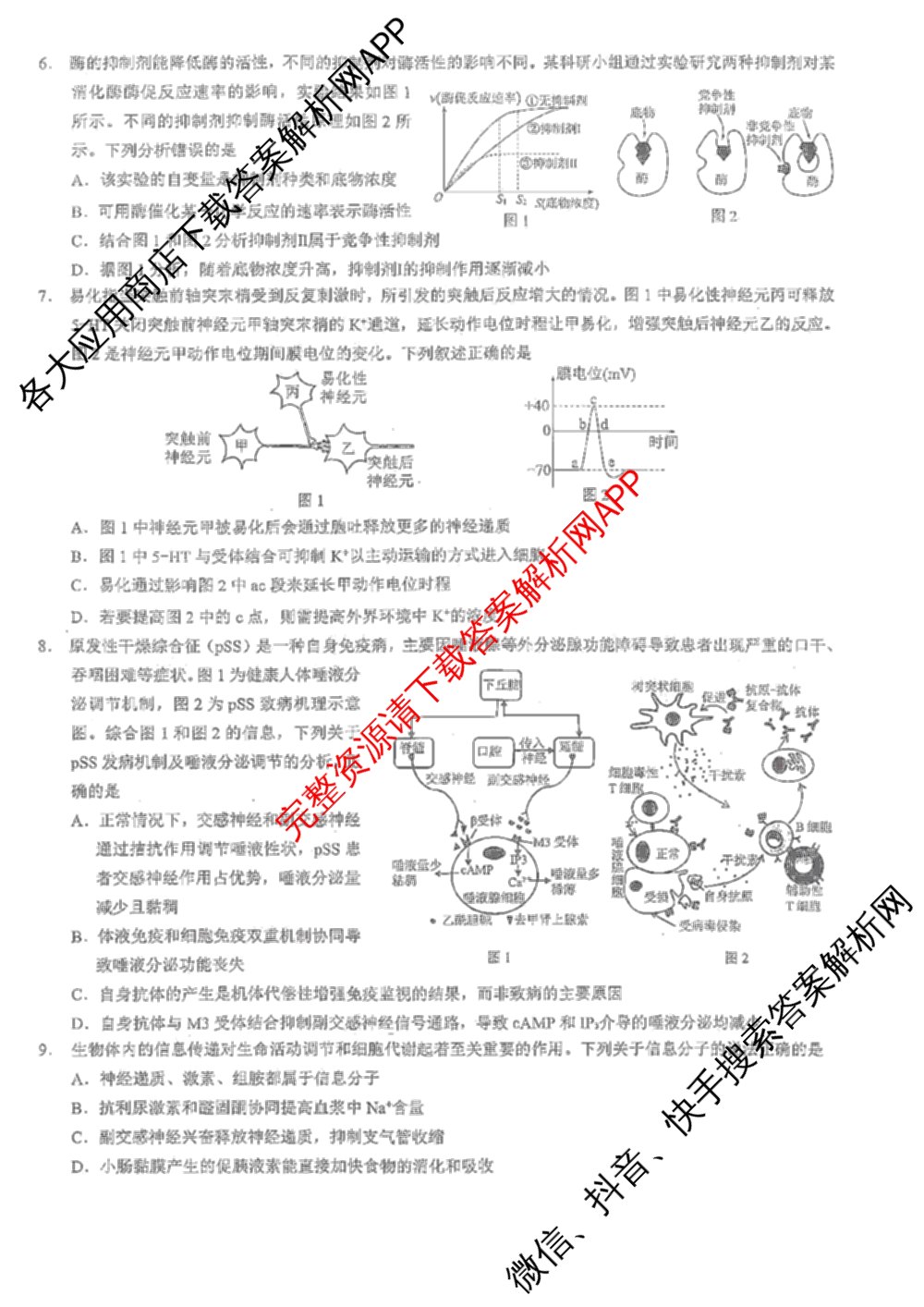 重庆康德2026届重庆市普通高等学校招生全国统一考试 高考模拟调研卷(二)（含历史、数学、化学等）生物试题