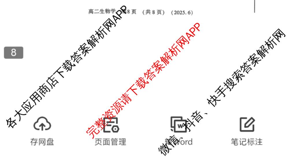 河南省洛阳市2024-2025学年第二学期高二质量检测(2025.6)(已更新语文 数学 物理等9份)生物试题