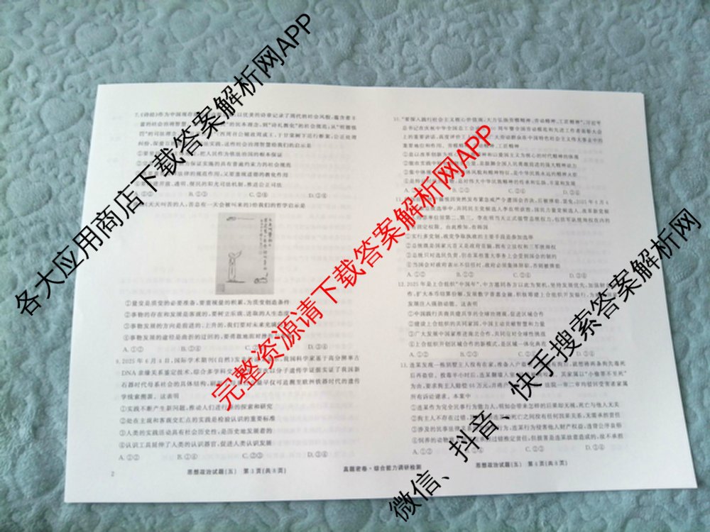 衡水真题密卷2025-2026学年度综合能力调研检测(五)5（含政治(2) 数学(A) 生物(1)等）政治试题