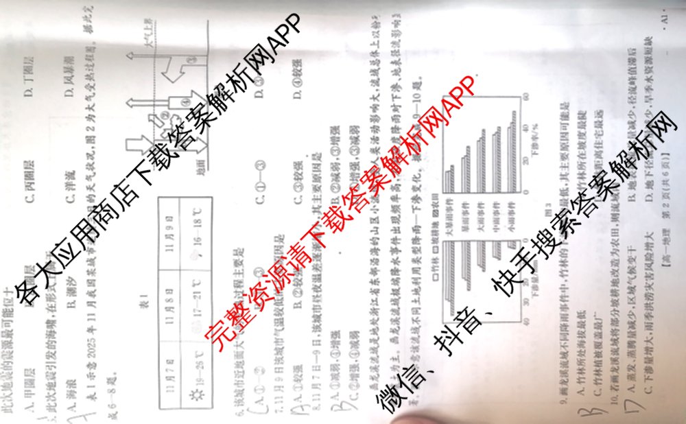陕西省2025-2026学年高一年级考试(12.16)试卷及答案汇总（10科全）地理试题