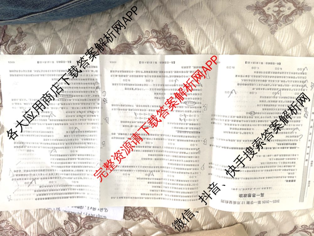 陕西省2025~2026第一学期12月质量检测高一(6192A)试卷及答案汇总（含化学 数学 生物等）政治试题