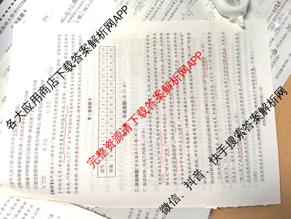 炎德英才大联考湖南师大附中2026届高三月考试卷(四)各科答案及试卷: 含物理、英语、语文试卷解析政治答案